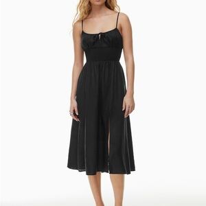 Aritzia black linen midi dress